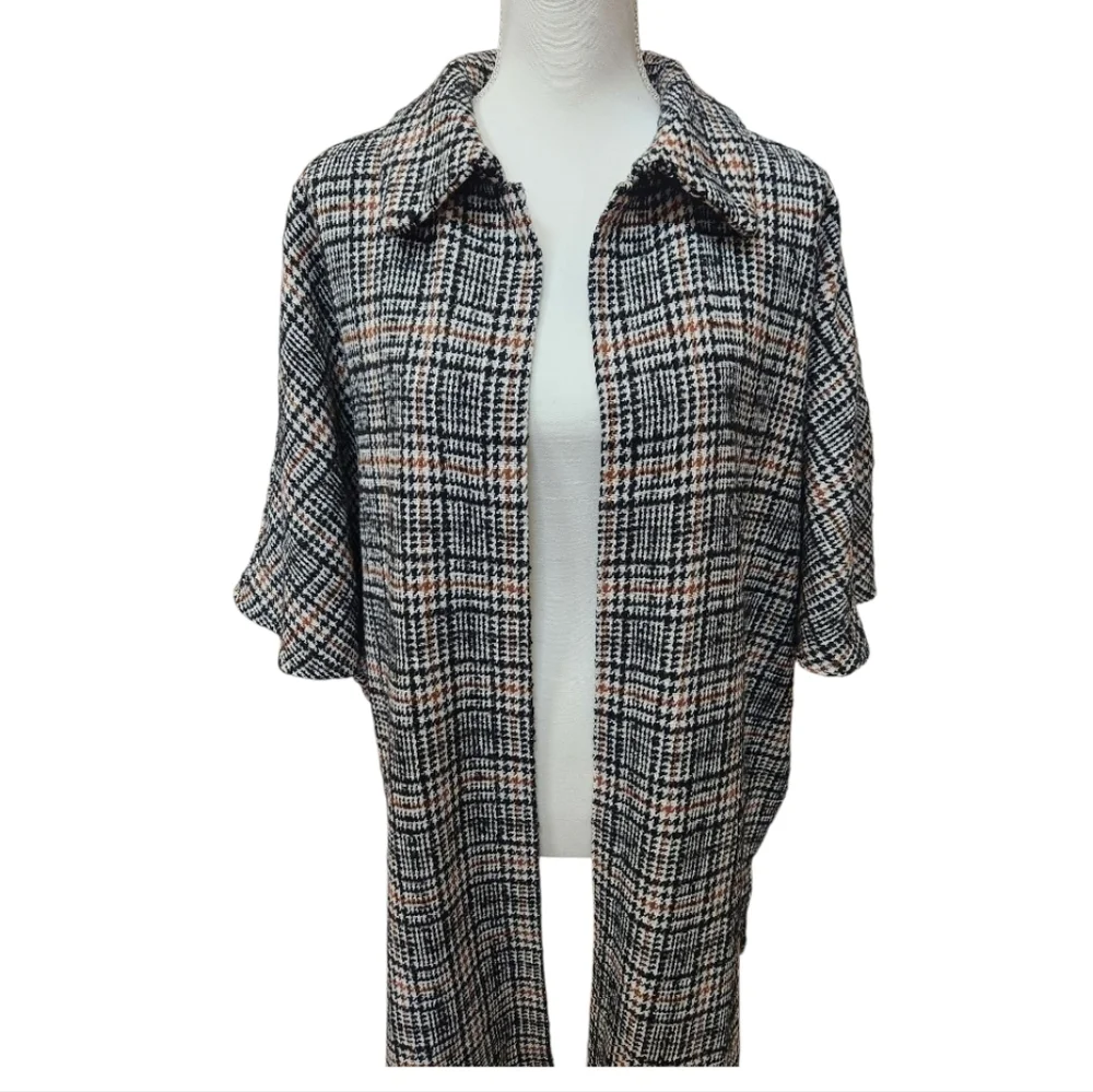 THML NWT Women's Plaid Houndstooth Open Front Jacket/Poncho Combo, Small
